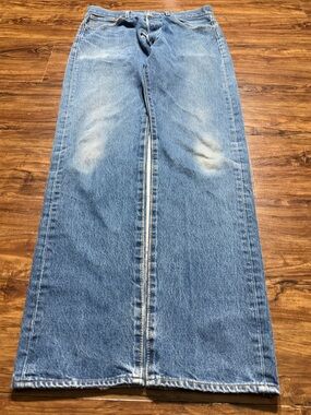 Levi’s 501 Button Fly Jeans Light Wash W34 L38 Distressed Vintage Y2K Tall